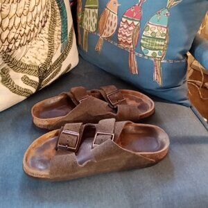 Birkenstock Arizona Soft Footbed Suede Leather Sz 39/US 8 brown